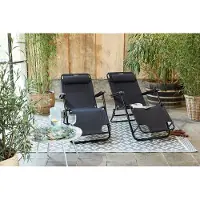 909 Outdoor Set van 2 Ligbedden – Inklapbaar & Verstelbaar – max. 100 kg – 178 x 59 x 30 cm – Zwart