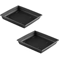 Hega hogar Bloempot Onderschaal - Set van 3x stuks - antraciet - Kunststof - 27 cm