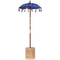 vidaXL Balinese parasol met basis Blauw 95 x 95 x 260 cm Katoen
