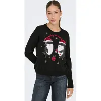 ONLY Trui 'ONLXMAS SHINE' donkerrood / zwart / wit