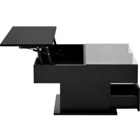 OKWISH Salontafels - Koffietafel Lift-Koffietafel Hoogglans Met Open Vak - 78x78x45,5/59,5 cm - Spaanplaat - Zwart