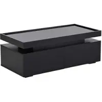 OKWISH Salontafel – Met Led-Verlichting En Appbediening – Met 2 Lades En Open Vak – Hoogglans Zwart – 95×45×35 Cm