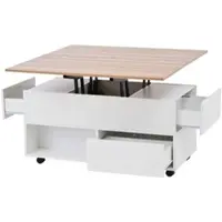 OKWISH Salontafels - Salontafel Met 4 Schuifladen En Rollen - Handig Voor Opbergen En Verplaatsen - 100x50x52 cm - Spaanplaat - Wit