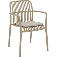 Goossens Tuinstoel Jelke - Kunststof - bruin - 57 x 83 x 54 cm - Tuinstoel met armleuning - inclusief kussen - Stapelbaar