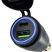 Orbit Electronic DIN Hella USB/USB C lader - snellader - 2 poorten - 12-24V - Universele motorlader