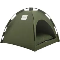 INF Zomer koelende huisdier tent - ademend opvouwbaar buitenhuisdier bed, draagbare stoffen schuilplaats voor kleine honden en katten DarkGreen L