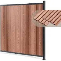 Neu.holz Tuinhek 'Grassano', privacy-scherm met 1 paal, uitbreidingsmodule, 185 x 175 cm, weerbestendig, bruin WPC