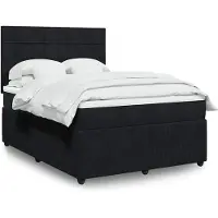 vidaXL Boxspring met matras fluweel zwart 160x200 cm