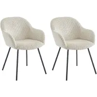 Vente-unique Set van 2 stoelen met armleuningen van ribfluweel en zwart metaal - Beige - MARENZIA