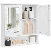 Vasagle Spiegelkast - 56 x 58 x 13 cm - Wit - Badkamerkast - Badkamermeubel