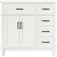 STILVORA Badkamermeubel Met Wastafel - Staande Kast Met 5 Laden En 2 Deuren - Keramiek En MDF - 90x46x87 cm - Wit