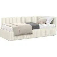 vidaXL Hoekbedframe met Matras met hoofdeinde 2 st Crème Fluweel