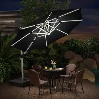 PURPLE LEAF Vierkant Parasol – Dubbel Top – 360 °Graden Rotatie – UV werend doek– Windbestendige Zweefparasol