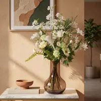 Maxifleur Kunstplanten Handgebonden Kunstboeket Harmony Berlin - Wit/Groen 85cm
