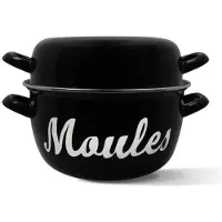 Menastyl Mussel pot - - 3645563 - Enamelled steel - Black - 18 cm - With writing - All hobs including induction