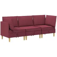 vidaXL Modulaire bankset met opslag 3 st Wijnrood Stof