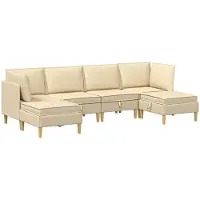 vidaXL Modulaire bankset met opslag 6 st Crèmekleurig Stof