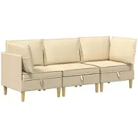 vidaXL Modulaire Sofa Set met Opslag 3 st Crèmekleurig Stof
