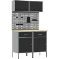 Syfax Werkkast set met lade met plank met opslag met slot 6 st Zwart