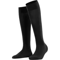 Falke Cotton Touch lang eenkleurig katoen kniekousen dames zwart - maat 35-38