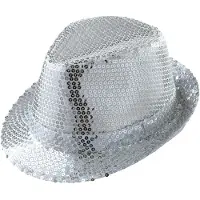 Widmann Glitter gleufhoed zilver pailletten