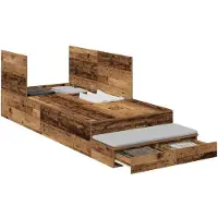 vidaXL Opbergbedframe met lade met opslag Oud Hout 100 cm Bewerkt hout