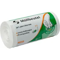 Deiss First Plus Licht gebruik Vuilniszakken 30 l Wit PE (polyethyleen) 12 micron 50 Stuks