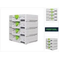 Festool Systainer-set 4x SYS3 M 112 ( 4x 204840 ) 7,7 liter 396x296x112 mm gereedschapskoffer koppelbaar