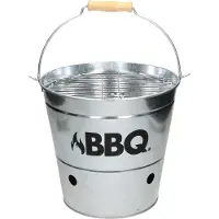 ECD-Germany BBQ-emmer met Grillrooster en Draaggreep via Bovenkant 25 cm Zink