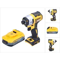DeWalt Boormachine + slagboor, DCF 887 N Accu Slagmoersleutel 18 V 205 Nm 1/4" Borstelloos + 1x Accu Powerstack 5.0 Ah - zonder (Oplaadbare batterij)
