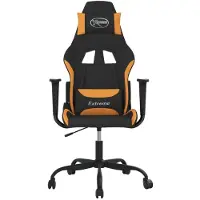 vidaXL Massage gamestoel stof zwart en oranje