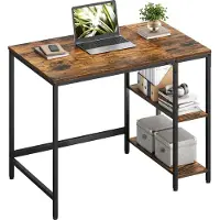 Vasagle Bureau met 2 planken industrieel design, Vintage Bruin + Zwart / 100 x 50 cm