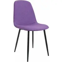 CLP Maryam Eetkamerstoel - klassiek - met rugleuning - zwart metalen frame - belastbaar tot 150 kg - Stof/purper