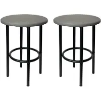 Begryf - Tabouret set van 2 - grijs - rond - zwart metalen frame