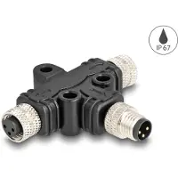 DeLOCK M8 T-Splitter A-coded 3 pin 1 x male to 2 x female parallel connection