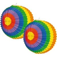 Boland Lampion met gekleurde stippen - Set van 4x stuks - papier - Dia 26 cm - Feestversieringen - sint maarten