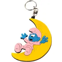 Schleich Baby smurf op de maan - flexibel rubber sleutelhanger - 8 cm