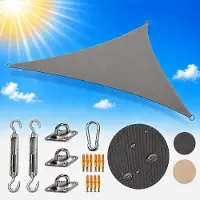 Silvergear Schaduwdoek Driehoek 3.6 x 3.6 x 3.6 m - UV Blok 90% - Zonnezeil Waterdicht - Zonwering Doek - Schaduwdoek 3x3x3 - Grijs -