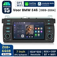 Junsun HEXINEX Aautoradio Geschikt voor BMW E46 - Draadloos CarPlay, Android Auto, multimediaspeler, 2GB+64GB