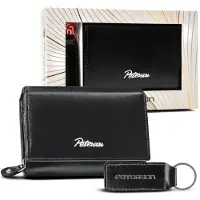 Peterson - Luxe Cadeauset voor Dames - Ruime Portemonnee & Lederen Sleutelhanger - Echt Leer - RFID-Bescherming - Horizontaal Model