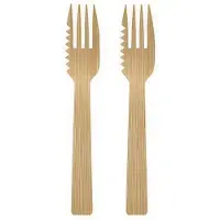 Papstar 50 Taartvorkjes, bamboe pure 14,5 cm met snijrand