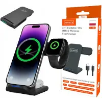 Zenwire Draadloos Laadstation - - Inductieve Oplader - draadloze oplader 3 in 1 inductieve - Geschikt voor iPhone, Android Smartphones iWatch, AirPods & Samsung Galaxy Buds - 15W snellader - GSM Lader