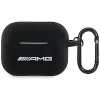 AMG AMAP2RBK AirPods Pro 2 hoesje czarny/zwart Siliconen Wit Logo, Hoofdtelefoon Tassen + Beschermende Covers, Zwart