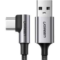 UGREEN USB-A naar USB-C Kabel 3m Grijs - Hoekstekker, Gevlochten