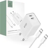 Tech-Protect C35W netadapter met 2 USB-poorten, 35W, inclusief USB-C kabel, wit