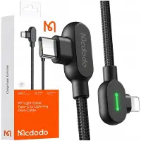 Mcdodo - 90 Graden USB C naar Lightning Kabel - Haakse Aansluiting - 1.2 meter - Zwart