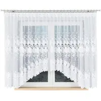 Markizeta KASJANA - Jacquard Gordijn - 400x160 cm - Wit - Florale Woondecoratie