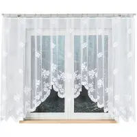 Markizeta IRENA - Kant-en-klare Jacquardgordijn - 420x160 cm - Witte Bloemenpatroon