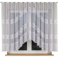 Markizeta MALWINA - Jacquard Kant en Klaar Gordijn - 410x160 cm - Witte Kleur - Decoratief Onderkant