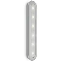 Briloner LED Push-Light Row, batterijvoeding, 6.500K, 30 cm Row, alu / grijs / zink, Keuken, Kunststof, Modern, kastverlichting